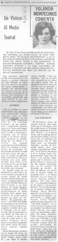 Un vistazo al medio teatral : [comentario]