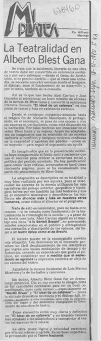 La teatralidad en Alberto Blest Gana