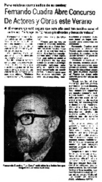 Fernando Cuadra abre concurso de actores y obra este verano.