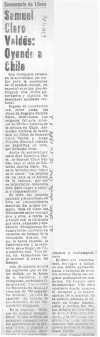 Samuel Claro Valdés: oyendo a Chile