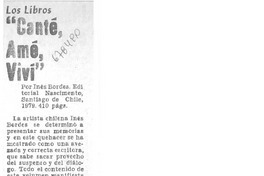 Canté, amé, viví"