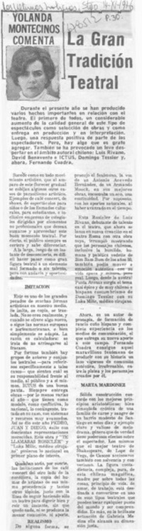 La gran tradición teatral : [comentario]