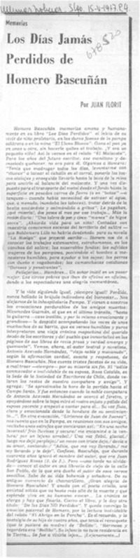 Los días jamás perdidos de Homero Bascuñán