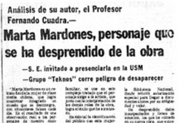 Marta Mardones, personajes que se ha desprendido de la obra.