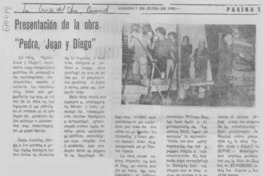 Presentación de la obra "Pedro, Juan y Diego".