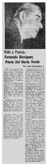 Fernando Binvignat, poeta del norte verde