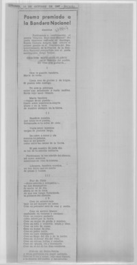 Poema premiado a la bandera nacional.
