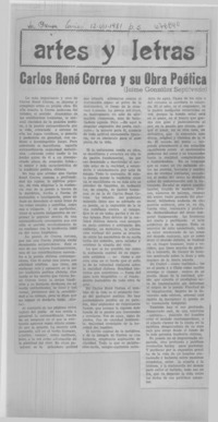 Carlos René Correa y su obra poética