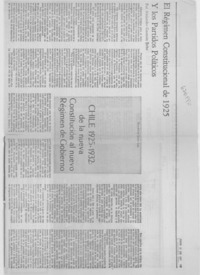El régimen constitucional de 1925 y los partidos políticos