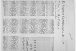 El régimen constitucional de 1925 y los partidos políticos