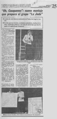 Oh, Cauquenes": nuevo montaje que prepara el grupo "La Joda".