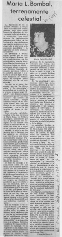 María L. Bombal, terrenamente ceelstial