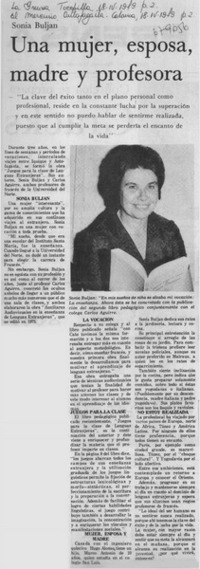 Una mujer, esposa, madre y profesora.