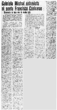 Gabriela Mistral entrevista al poeta Francisco Contreras.