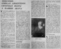 Gorilas argentinos censuran hasta a Barros Arana.