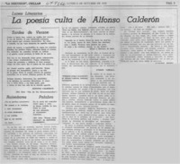 La poesía culta de Alfonso Calderón