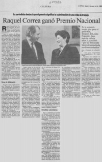 Raquel Correa ganó Premio Nacional
