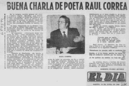 Buena charla de poeta Raúl Correa