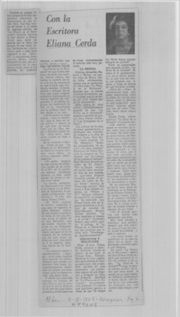 Con la escritora Eliana Cerda.