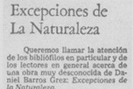 Excepciones de la naturaleza.