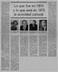 Lo que fue en 1974 y lo que será en 1975 la actividad cultural