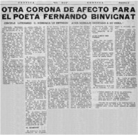 Otra corona de afecto para el poeta Fernando Binvignat.