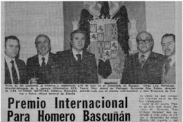 Premio internacional para Homero Bascuñan.