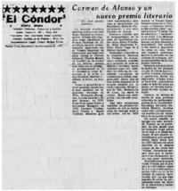 Carman de Alonso y un nuevo premio literario