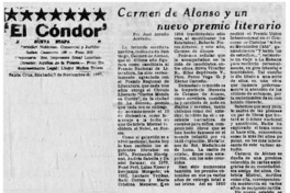 Carman de Alonso y un nuevo premio literario