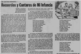 Recuerdos y cantares de mi infancia.