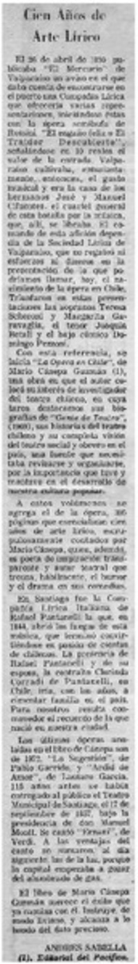 Cien años de arte lírico