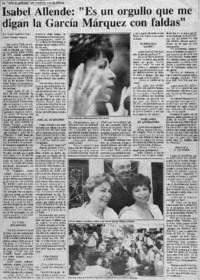 Isabel Allende, "es un orgullo que me digan la García Márquez con faldas"