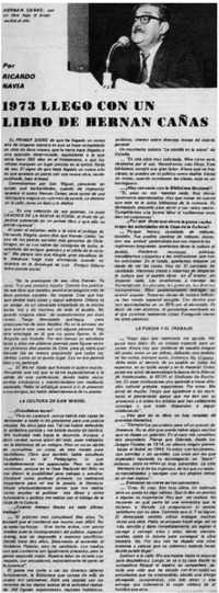 1973 llegó con un libro de Hernán Cañas : [entrevista]