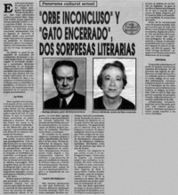 Orbe inconcluso" y "gato encerrado", dos sorpresas literarias
