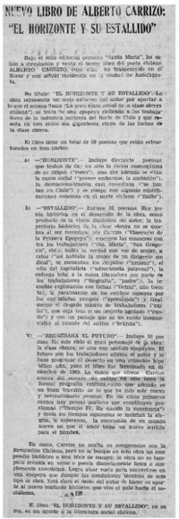 Nuevo libro de Alberto Carrizo: "El horizonte y su estallido".