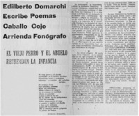 Edilberto Domarchi escribe poemas caballo cojo arriensa fonógrafo