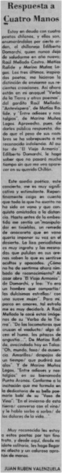 Respuesta a cuatro manos