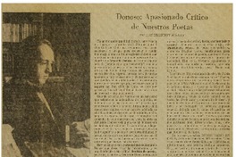 Donoso: apasionado crítico de nuestros poetas