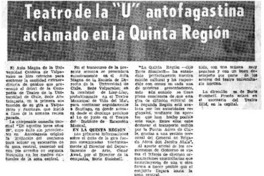 Teatro de la "U" antofagastina acalamado en la quinta región.