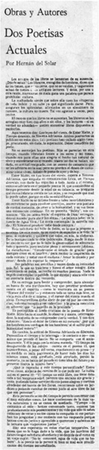 Dos poetisas actuales
