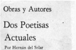 Dos poetisas actuales