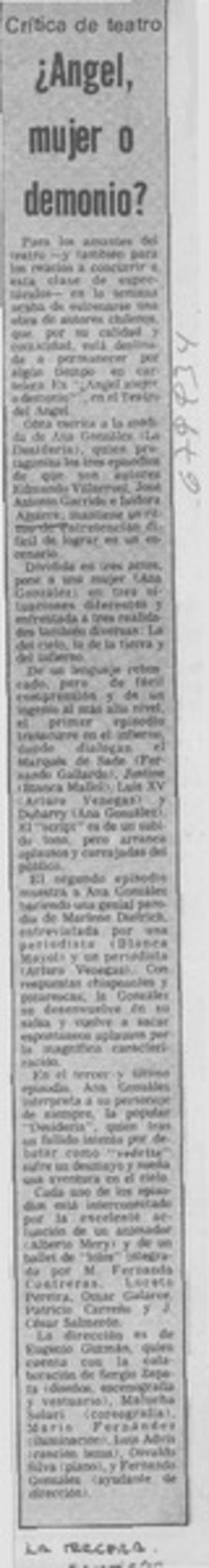 ¿Angel, mujer o demonio?