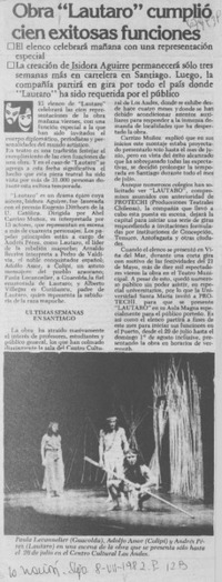 Obra "Lautaro" cumplió cien exitosas funciones.