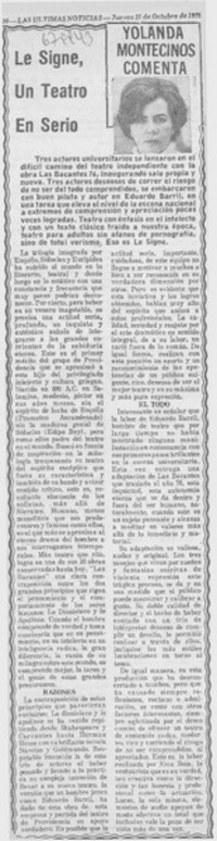 Le signe, un teatro en serio : [comentario]