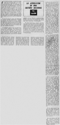 La Afirmación deuna cultura nacional