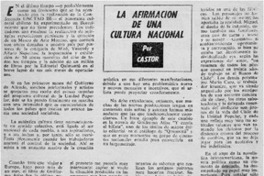 La Afirmación deuna cultura nacional