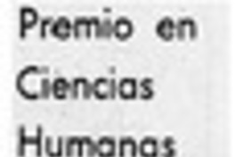 Premio en ciencias humanas.