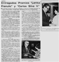 Entregados premio "Lenka Franulic" y "Carlos Silva V."