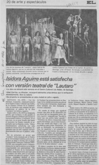 Isidora Aguirre está satisfecha con versión teatral de "Lautaro".