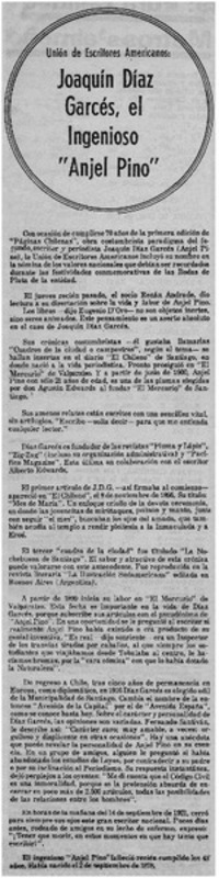 Joaquín Díaz Garcés, el ingenioso Angel Pino.